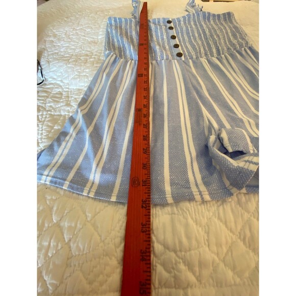 NWOT No Boundaries Romper Jumpsuit Plus Size XXL 19 Smocked Top Blue & White - Picture 10 of 10